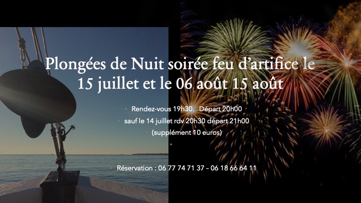 Plongées de nuit et feu d&rsquo;artifice